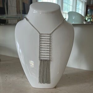 Elegant Silver  Necklace with Fringe Detail